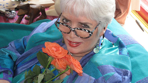 Xie with rose and blue dress